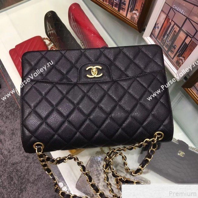 Chanel A58600 Caviar Leather Classic Jumbo Flap Bag Black 2019 TOP （GHW） (AW-9050156)