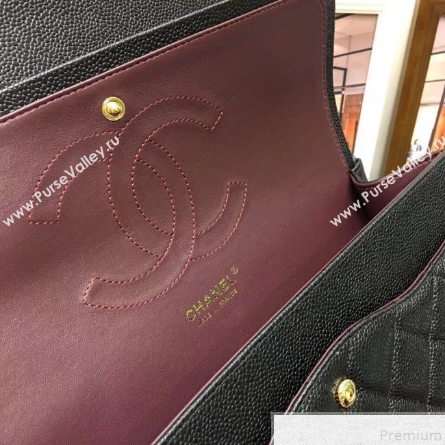 Chanel A58600 Caviar Leather Classic Jumbo Flap Bag Black 2019 TOP （GHW） (AW-9050156)