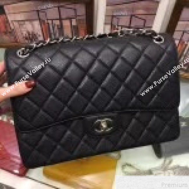 Chanel A58600 Caviar Leather Classic Jumbo Flap Bag Black 2019 TOP （SHW） (AW-9050155)