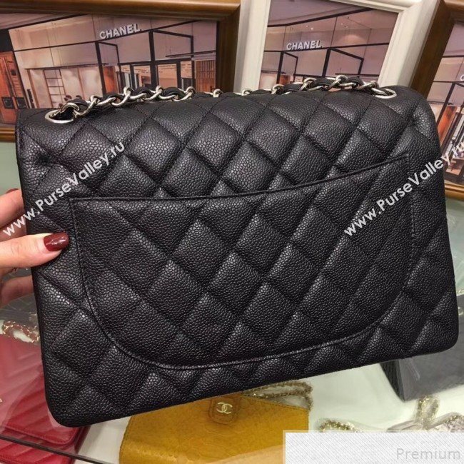 Chanel A58600 Caviar Leather Classic Jumbo Flap Bag Black 2019 TOP （SHW） (AW-9050155)