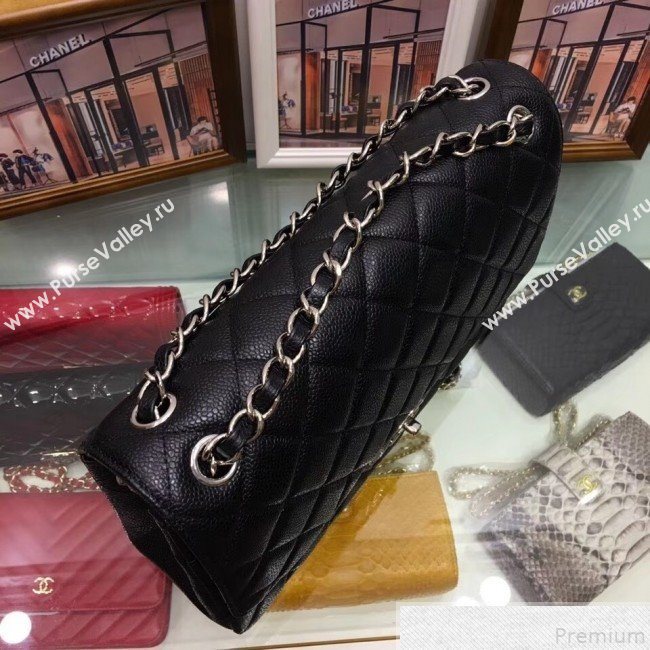 Chanel A58600 Caviar Leather Classic Jumbo Flap Bag Black 2019 TOP （SHW） (AW-9050155)