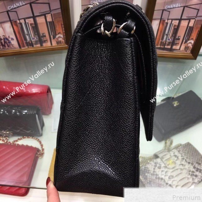 Chanel A58600 Caviar Leather Classic Jumbo Flap Bag Black 2019 TOP （SHW） (AW-9050155)