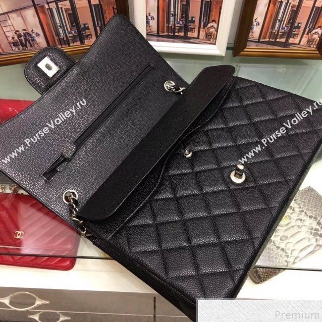 Chanel A58600 Caviar Leather Classic Jumbo Flap Bag Black 2019 TOP （SHW） (AW-9050155)