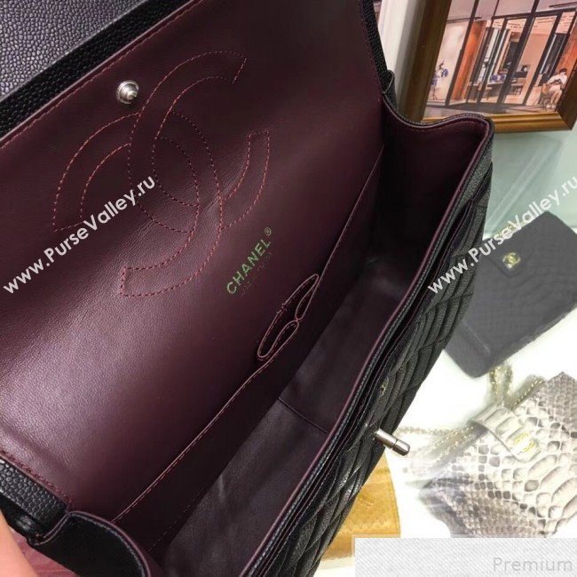 Chanel A58600 Caviar Leather Classic Jumbo Flap Bag Black 2019 TOP （SHW） (AW-9050155)