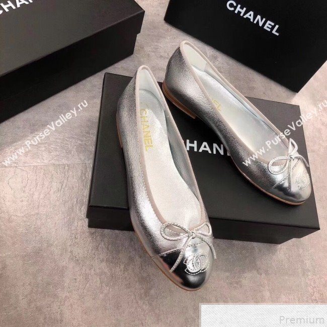 Chanel Lambskin Leather Ballerinas Silver 2019 (DLY-9050157)