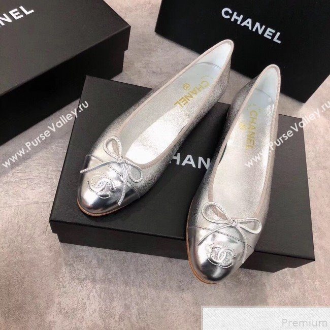 Chanel Lambskin Leather Ballerinas Silver 2019 (DLY-9050157)