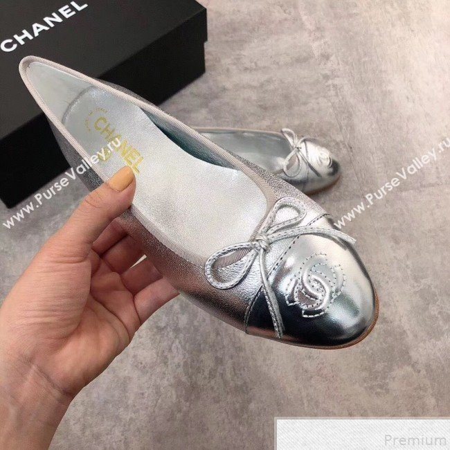 Chanel Lambskin Leather Ballerinas Silver 2019 (DLY-9050157)