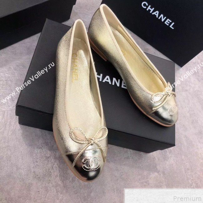 Chanel Lambskin Leather Ballerinas Light Gold 2019 (DLY-9050158)