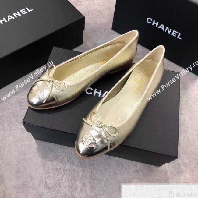 Chanel Lambskin Leather Ballerinas Light Gold 2019 (DLY-9050158)