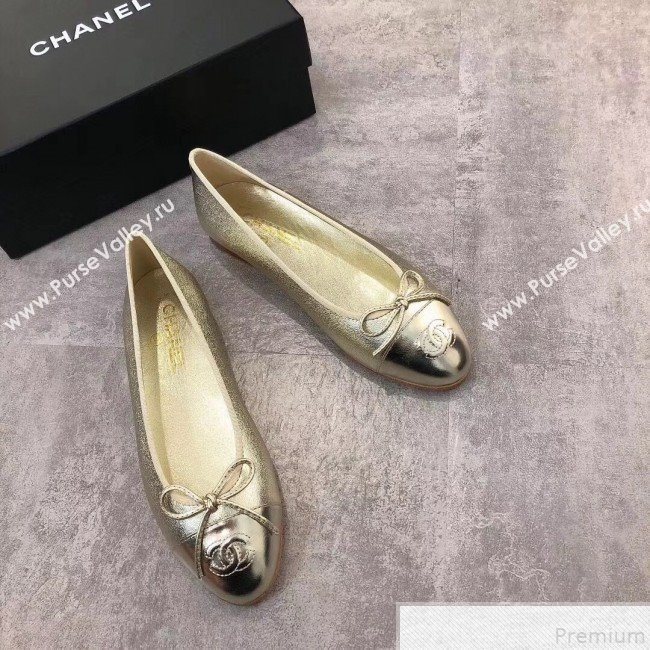 Chanel Lambskin Leather Ballerinas Light Gold 2019 (DLY-9050158)