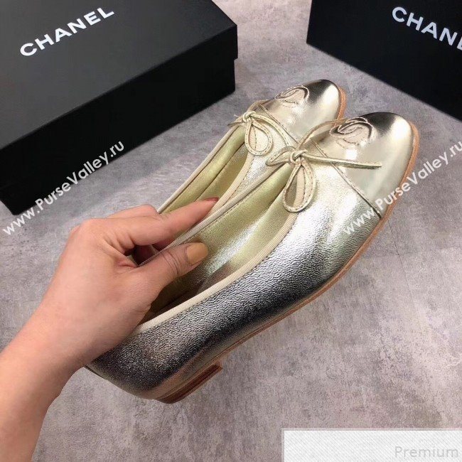 Chanel Lambskin Leather Ballerinas Light Gold 2019 (DLY-9050158)