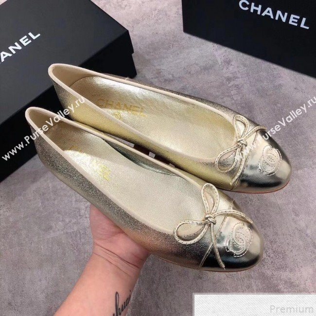 Chanel Lambskin Leather Ballerinas Light Gold 2019 (DLY-9050158)