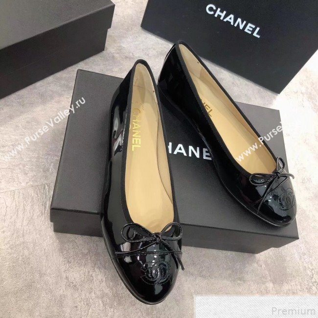 Chanel Patent Leather Ballerinas Black 2019 (DLY-9050159)