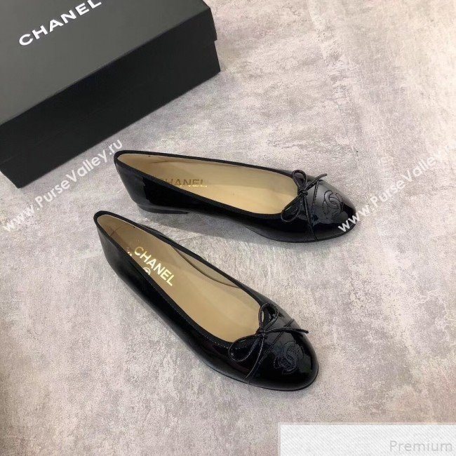 Chanel Patent Leather Ballerinas Black 2019 (DLY-9050159)