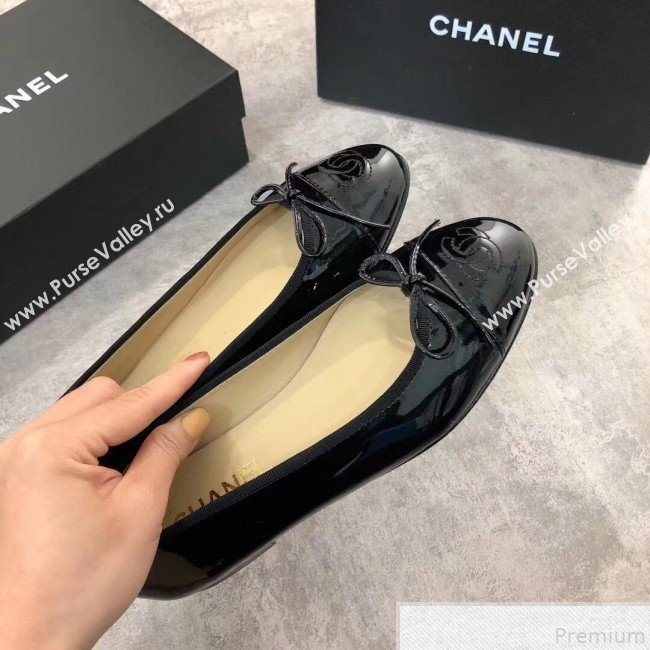 Chanel Patent Leather Ballerinas Black 2019 (DLY-9050159)