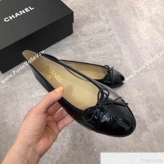 Chanel Patent Leather Ballerinas Black 2019 (DLY-9050159)