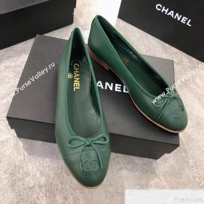 Chanel Lambskin Leather Ballerinas Green 2019 (DLY-9050173)