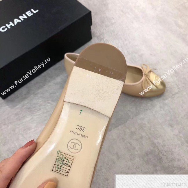 Chanel Nude Lambskin Leather Ballerinas With Gold Toe 2019 (DLY-9050172)