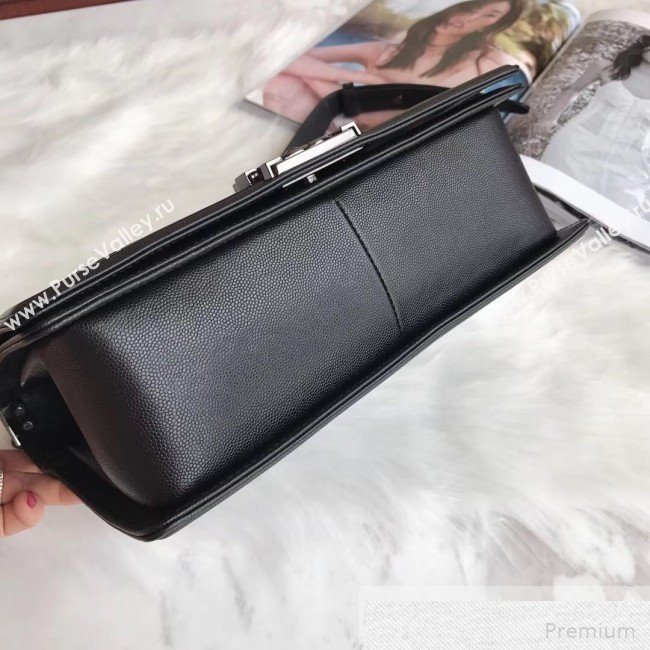 Chanel Small Quilted Grained Calfskin Classic Boy Flap Bag 67085 Black 2019 (SMJD-9051680)