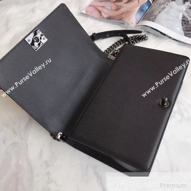 Chanel Small Quilted Grained Calfskin Classic Boy Flap Bag 67085 Black 2019 (SMJD-9051680)