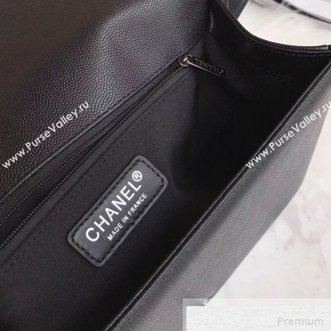 Chanel Small Quilted Grained Calfskin Classic Boy Flap Bag 67085 Black 2019 (SMJD-9051680)