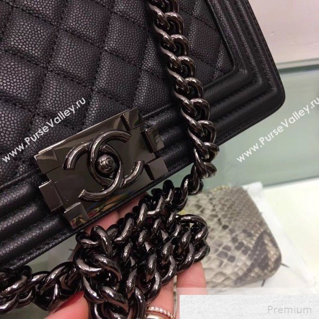 Chanel Quilted Grained Calfskin Classic Boy Flap Bag 67086 Black 2019 (SMJD-9051681)