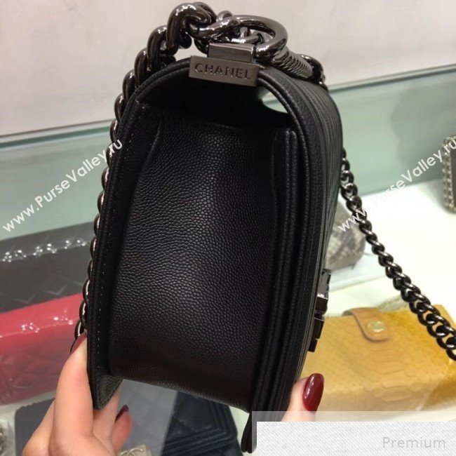 Chanel Quilted Grained Calfskin Classic Boy Flap Bag 67086 Black 2019 (SMJD-9051681)