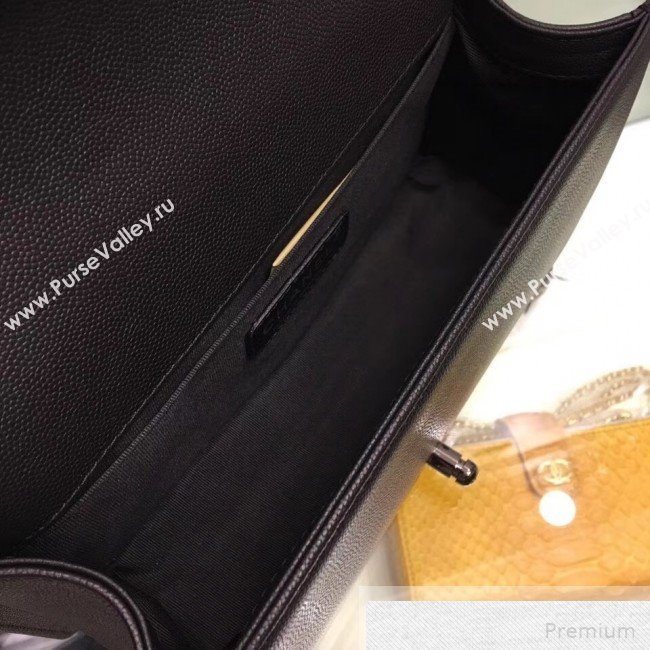 Chanel Quilted Grained Calfskin Classic Boy Flap Bag 67086 Black 2019 (SMJD-9051681)