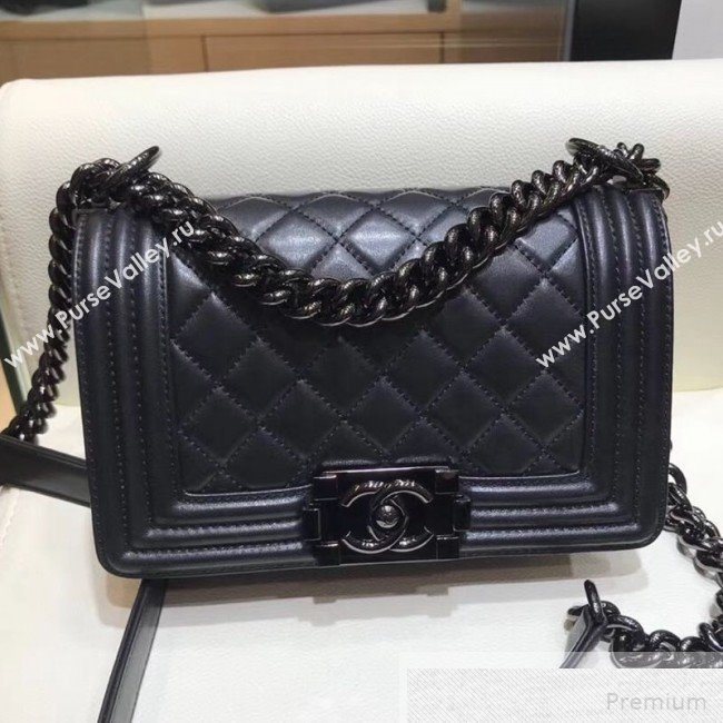 Chanel Small Quilted Lambskin Classic Boy Flap Bag 67085 Black 2019 (SMJD-9051682)