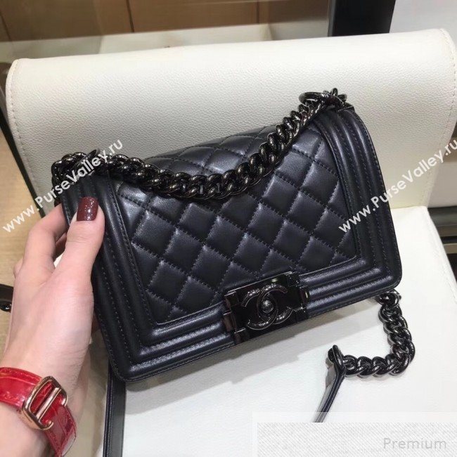 Chanel Small Quilted Lambskin Classic Boy Flap Bag 67085 Black 2019 (SMJD-9051682)