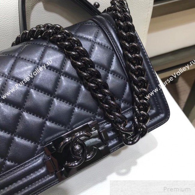 Chanel Small Quilted Lambskin Classic Boy Flap Bag 67085 Black 2019 (SMJD-9051682)