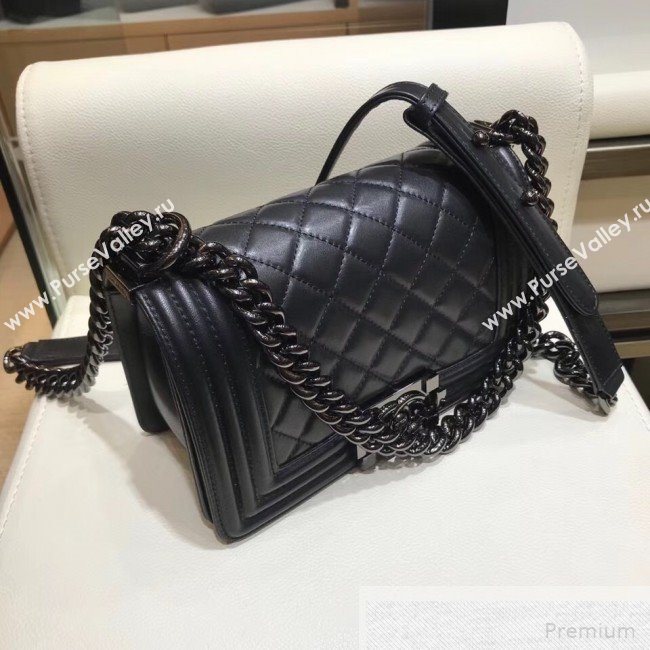 Chanel Small Quilted Lambskin Classic Boy Flap Bag 67085 Black 2019 (SMJD-9051682)