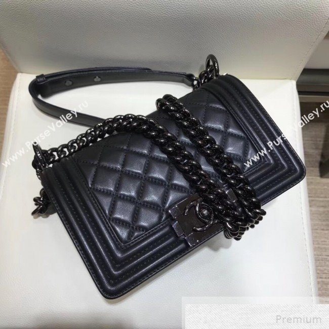 Chanel Small Quilted Lambskin Classic Boy Flap Bag 67085 Black 2019 (SMJD-9051682)