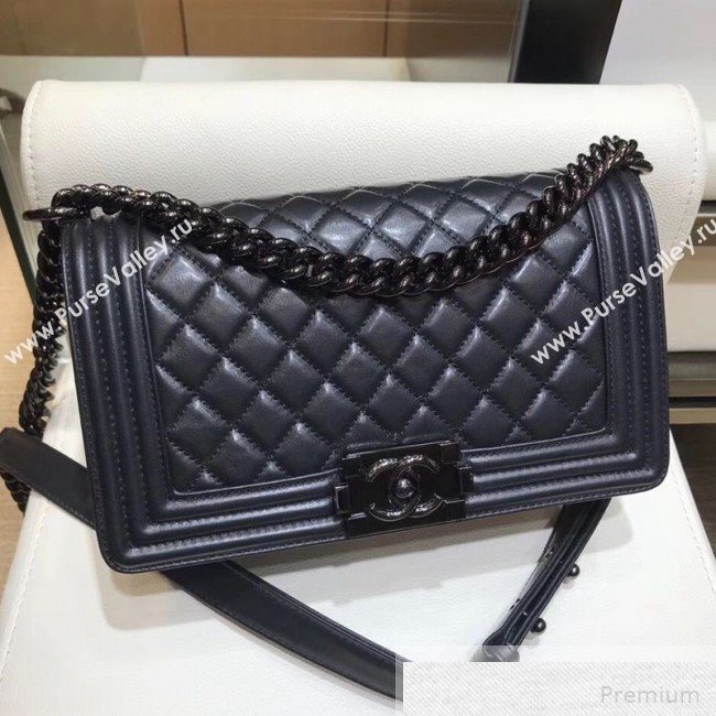 Chanel Quilted Lambskin Classic Boy Flap Bag 67086 Black 2019 (SMJD-9051683)