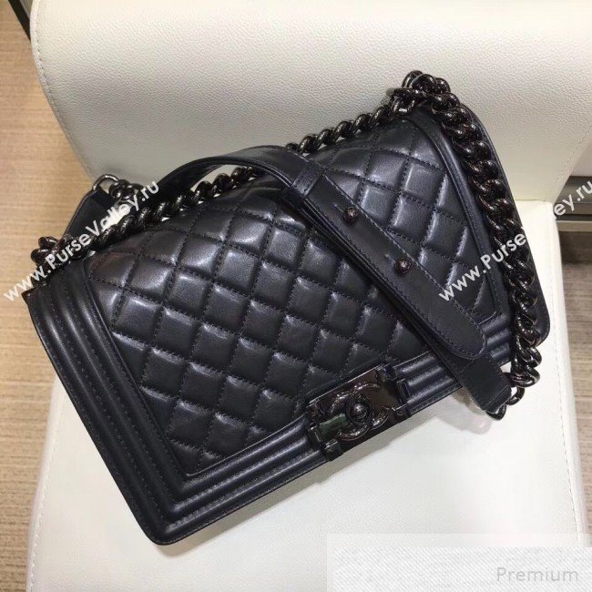Chanel Quilted Lambskin Classic Boy Flap Bag 67086 Black 2019 (SMJD-9051683)