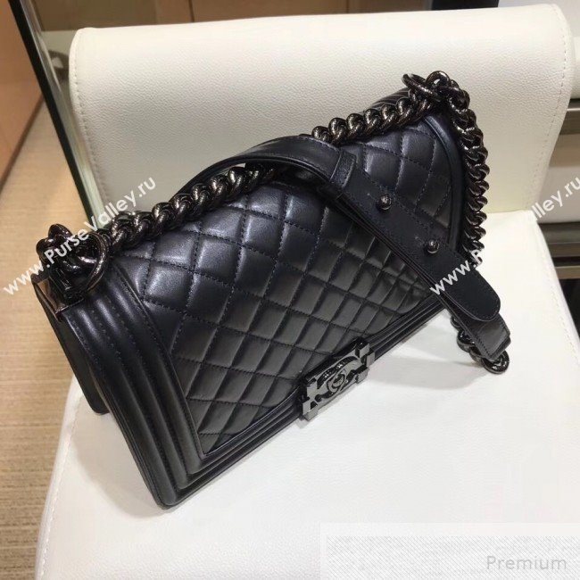 Chanel Quilted Lambskin Classic Boy Flap Bag 67086 Black 2019 (SMJD-9051683)