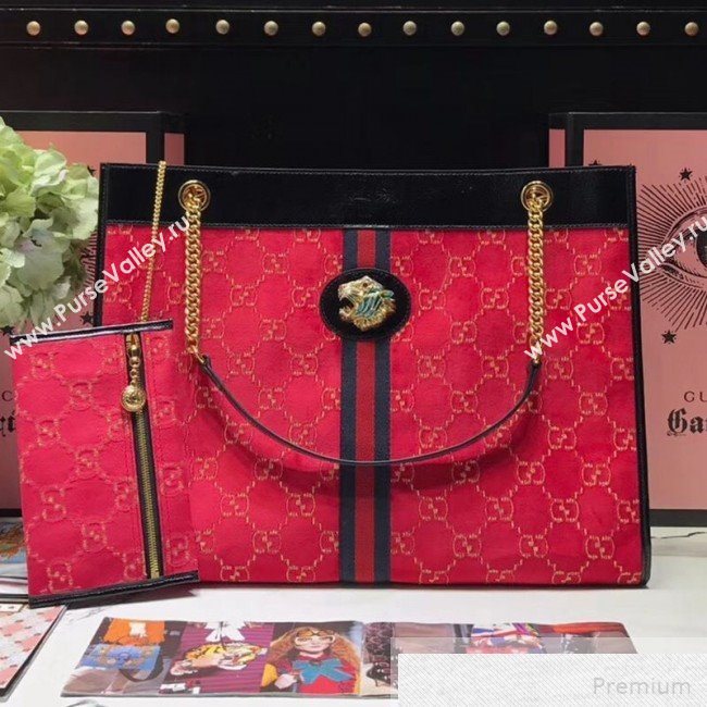 Gucci GG Velvet Rajah Large Tote 537219 Red 2019 (JIANM-9051685)