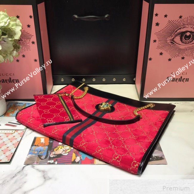 Gucci GG Velvet Rajah Large Tote 537219 Red 2019 (JIANM-9051685)