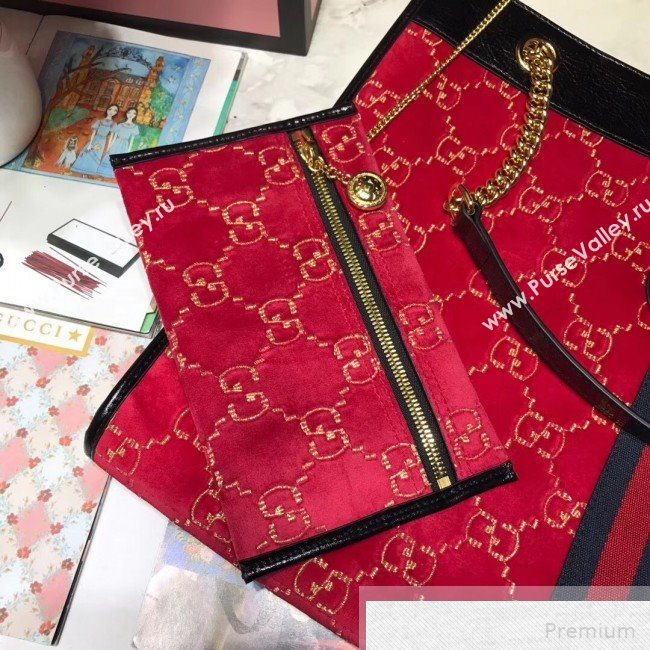 Gucci GG Velvet Rajah Large Tote 537219 Red 2019 (JIANM-9051685)