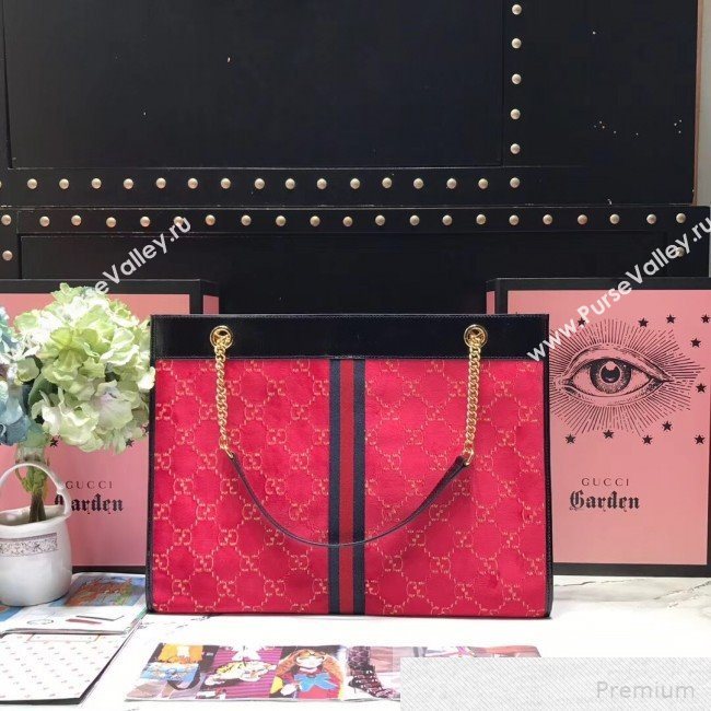 Gucci GG Velvet Rajah Large Tote 537219 Red 2019 (JIANM-9051685)