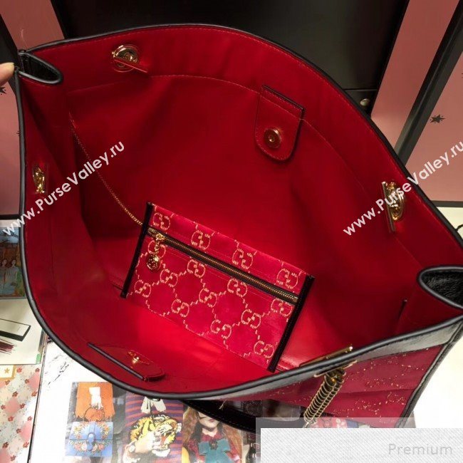 Gucci GG Velvet Rajah Large Tote 537219 Red 2019 (JIANM-9051685)