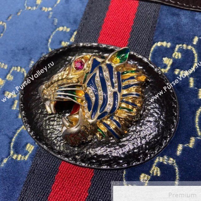 Gucci GG Velvet Rajah Large Tote 537219 Blue 2019 (JIANM-9051686)