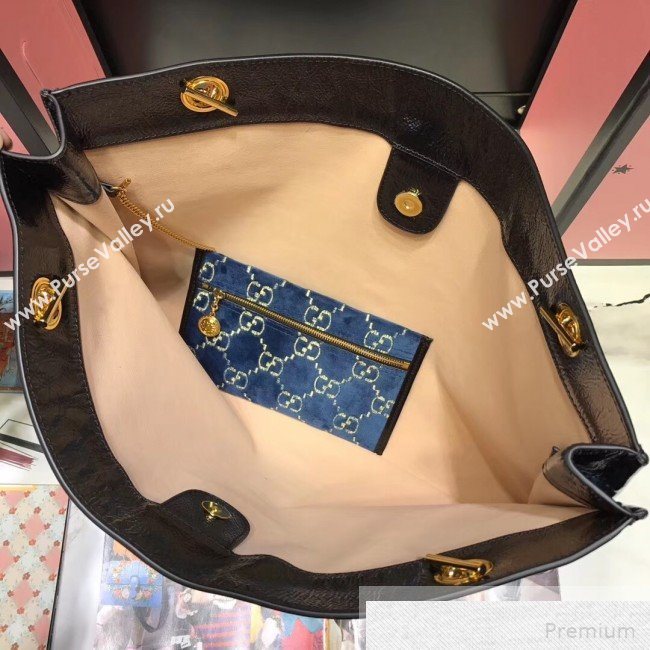 Gucci GG Velvet Rajah Large Tote 537219 Blue 2019 (JIANM-9051686)