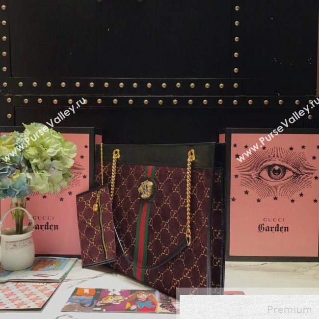 Gucci GG Velvet Rajah Large Tote 537219 Brown 2019 (JIANM-9051687)