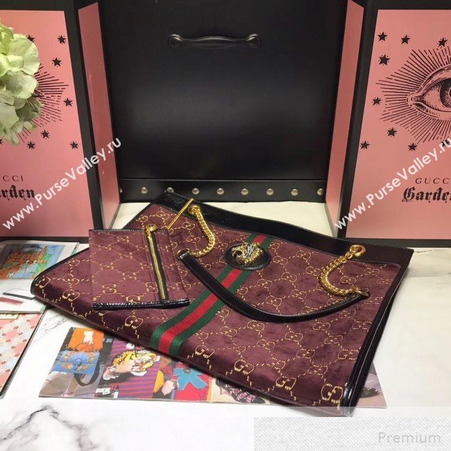 Gucci GG Velvet Rajah Large Tote 537219 Brown 2019 (JIANM-9051687)