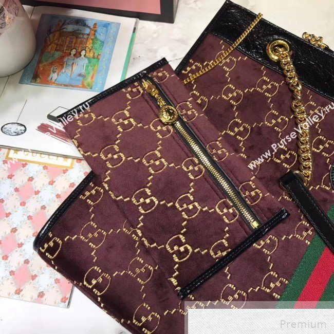 Gucci GG Velvet Rajah Large Tote 537219 Brown 2019 (JIANM-9051687)