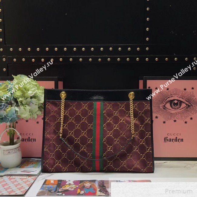 Gucci GG Velvet Rajah Large Tote 537219 Brown 2019 (JIANM-9051687)