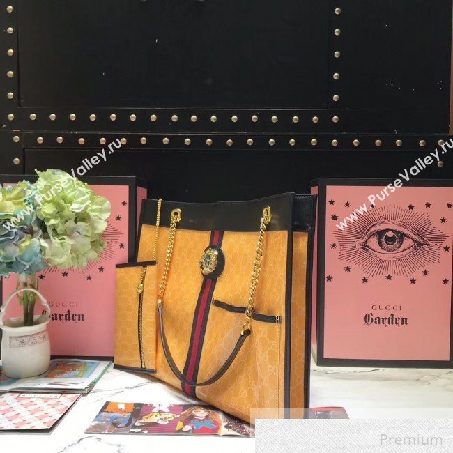 Gucci GG Patent Leather Rajah Large Tote 537219 Yellow 2019 (JIANM-9051702)