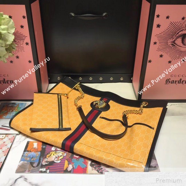 Gucci GG Patent Leather Rajah Large Tote 537219 Yellow 2019 (JIANM-9051702)