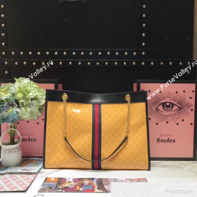 Gucci GG Patent Leather Rajah Large Tote 537219 Yellow 2019 (JIANM-9051702)